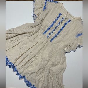 Free People Santiago Minidress in Ivory/Blue Size Medium EUC